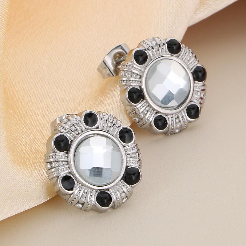 

Винтажные серьги-пусеты из нержавеющей стали с кристаллами и покрытием из 18-каратного золота для женщин