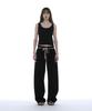 PARTIMENTO WOMEN Drawstring Reworked Pleated Baggy Jeans_Black