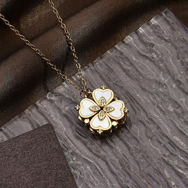 Elegant 2022 Titanium Steel Four Leaf Clover Heart Necklace For Women Stylish Accessory