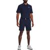Under Armour Solid Color Logo Crew Neck Straight Fit Polo Shirt Men Polo Shirts Navy-Blue 1377364-410