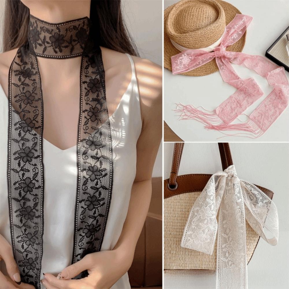 Thin Evening Party Scarves Soft Lace Neck Strap Retro Lace Wrap Scarves  Dress Decoration