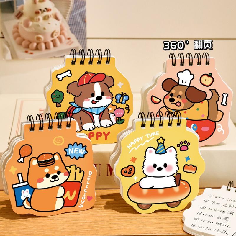 School Supplies Artoon Cute Puppy Flip Up Coil Book Cute Kawai Stationery Reward Small Book Good Looking Notebook Small Gift