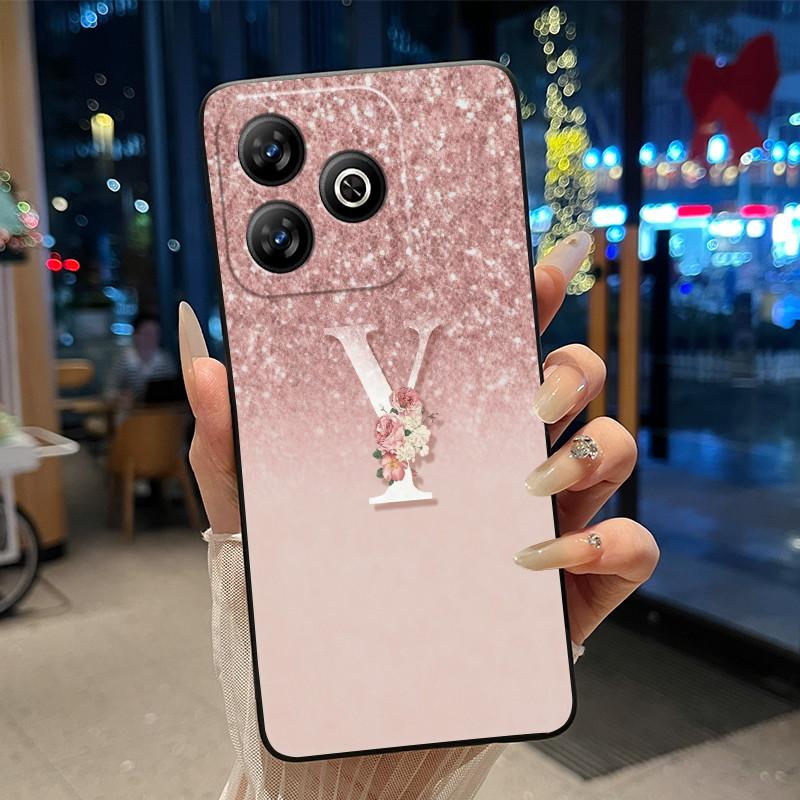Fashion Letter With Flower Couple Case For ZTE Blade V60 4G/Axon 60 4G/Nubia V60 Soft Silicone Black Case Anti-scratch Shell