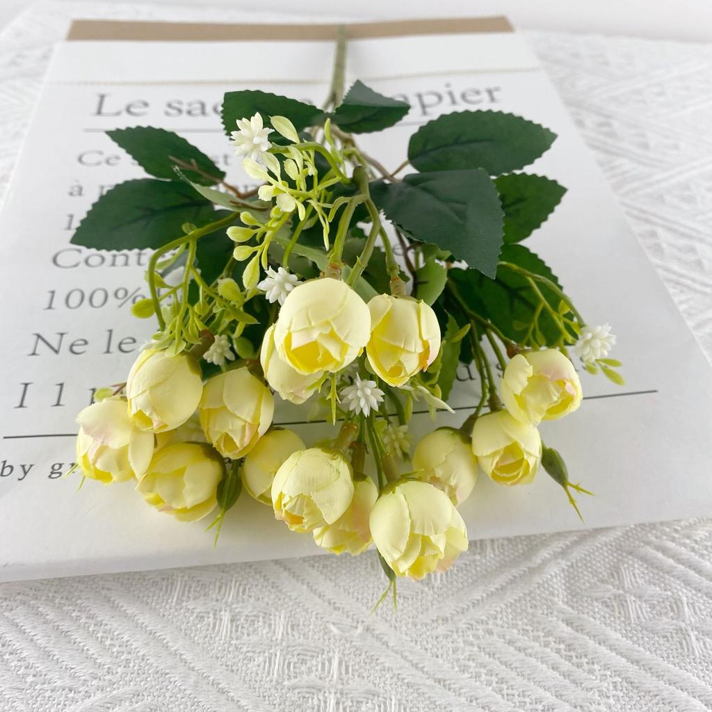 Simulation Flower 15 Hennessy Green Bud Small Rose Bud Home Decoration Wedding Photo Props Decoration