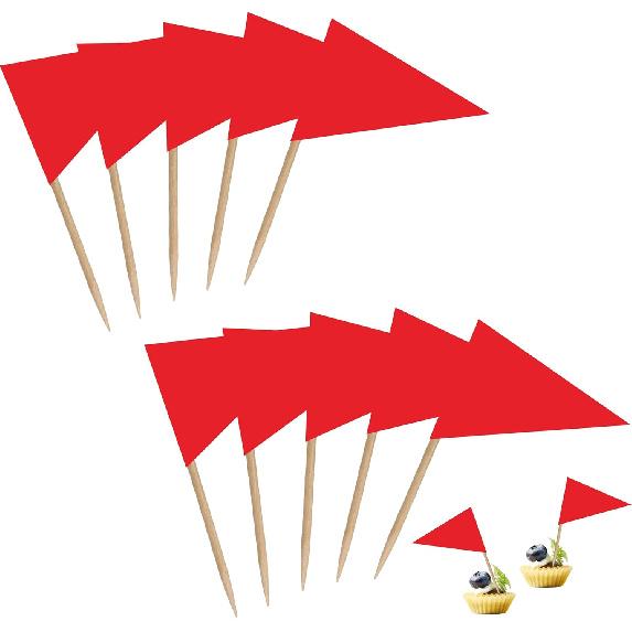 100 Pack White Blank Solid Color Toothpick Flag Small Mini Labeling Marking DIY Triangle Plain Stick Flags for Cocktail Fruit Cupcakes Toppers Food