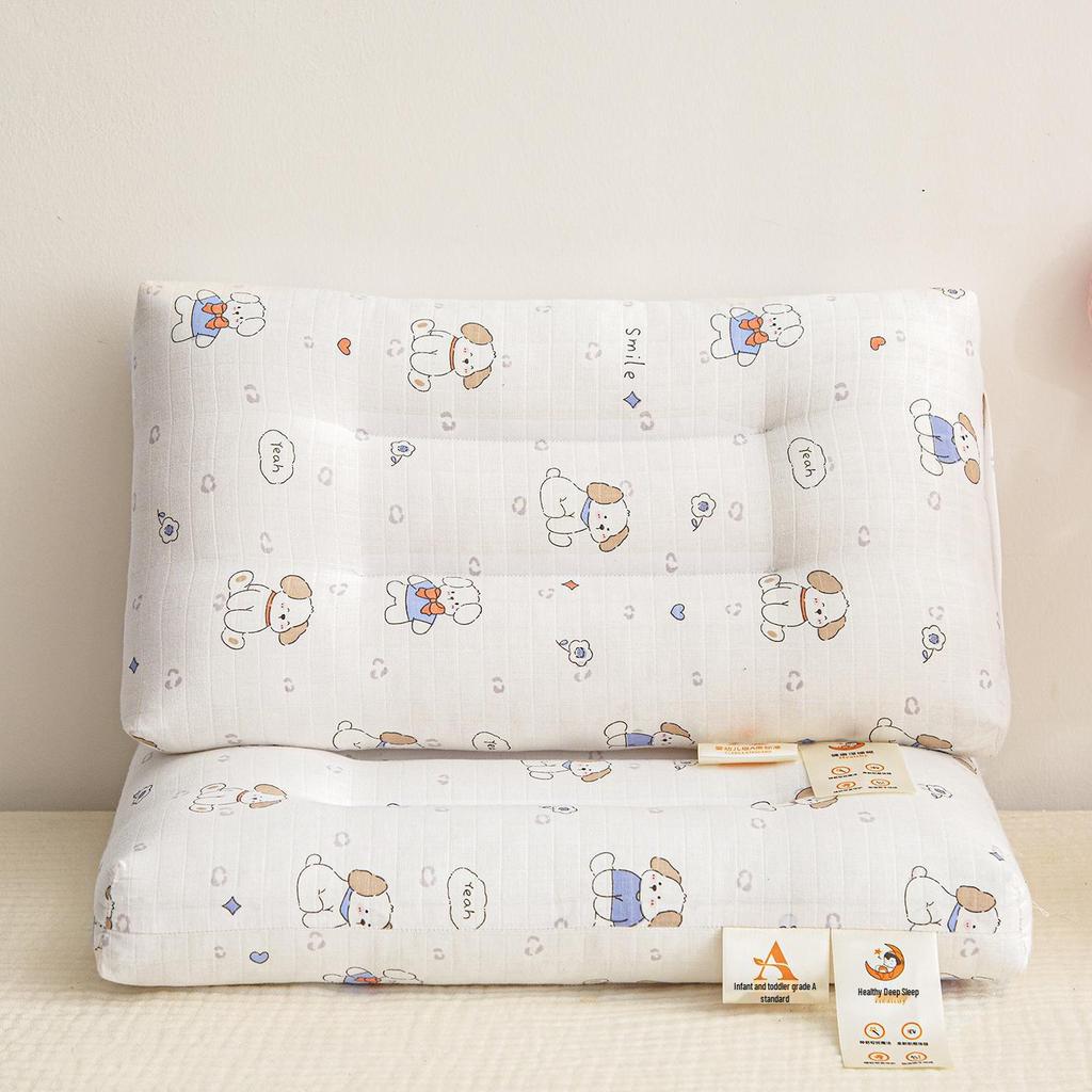 Children's Double Layer Cotton Cartoon Pillow, Ideal for Kindergarten Naps and Neck Support.