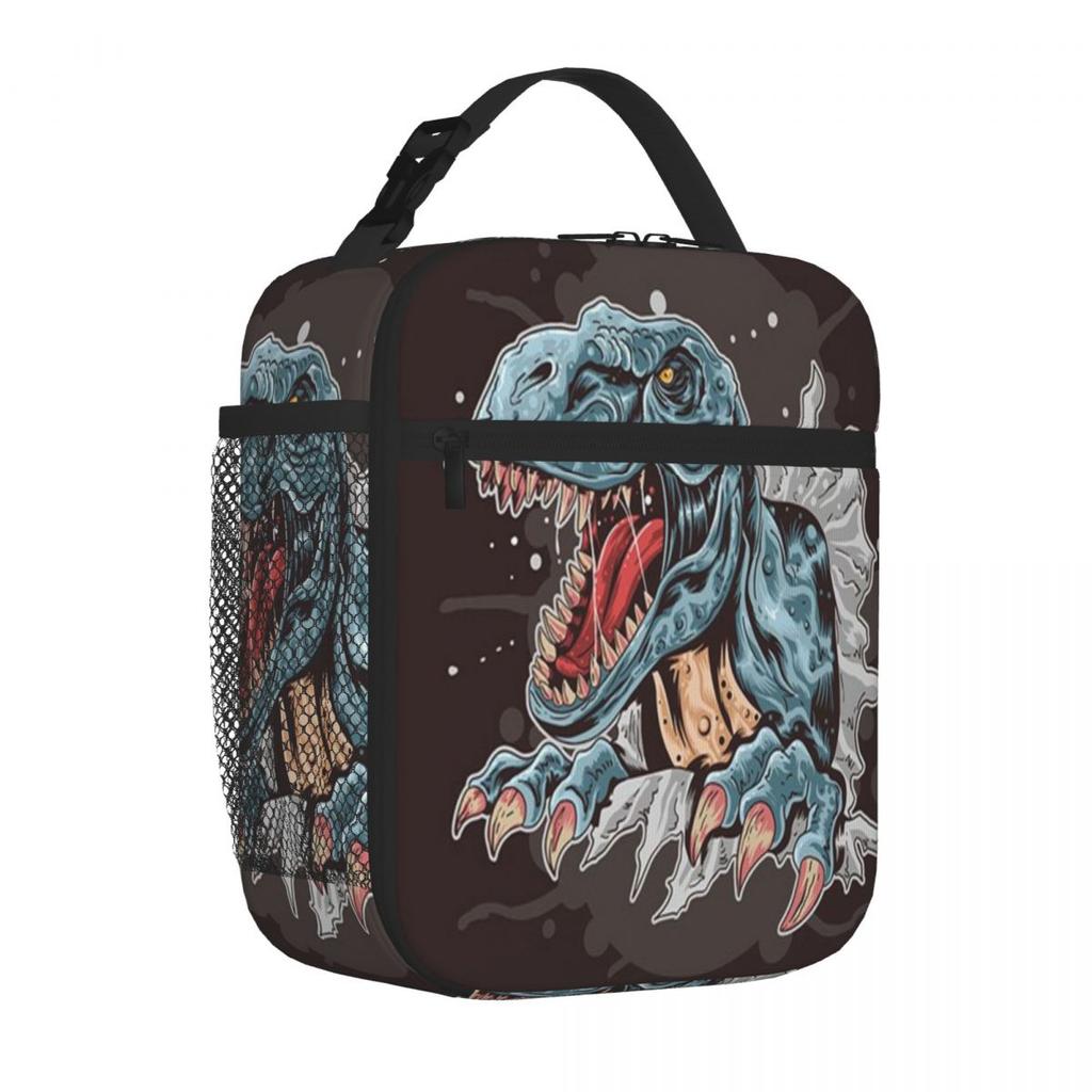 Bestselling Dinossauro Mask Monochrome Lunch Box Bag Elementary School Waterproof Lunch Bag