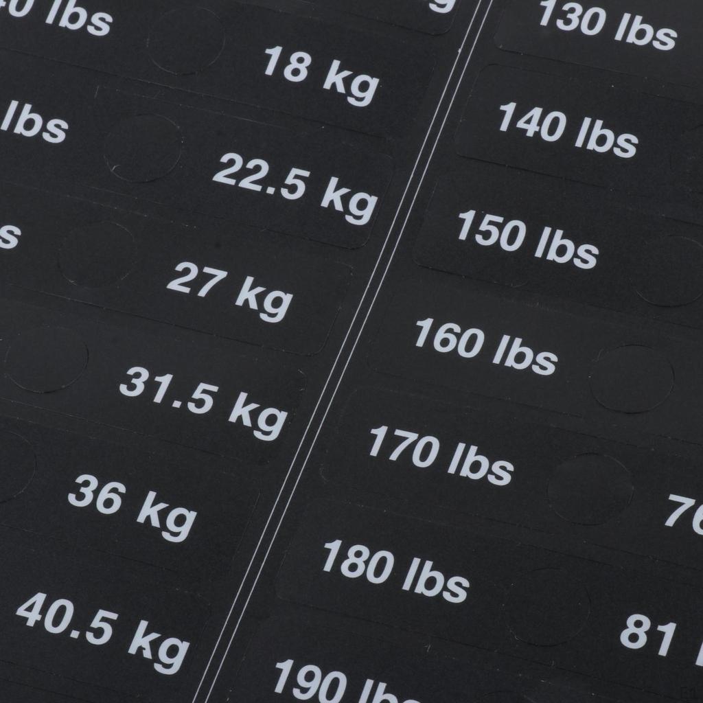 Weight Stickers Stack Labels Self Sticky Black Background Tags 10lbs To 200Ibs for