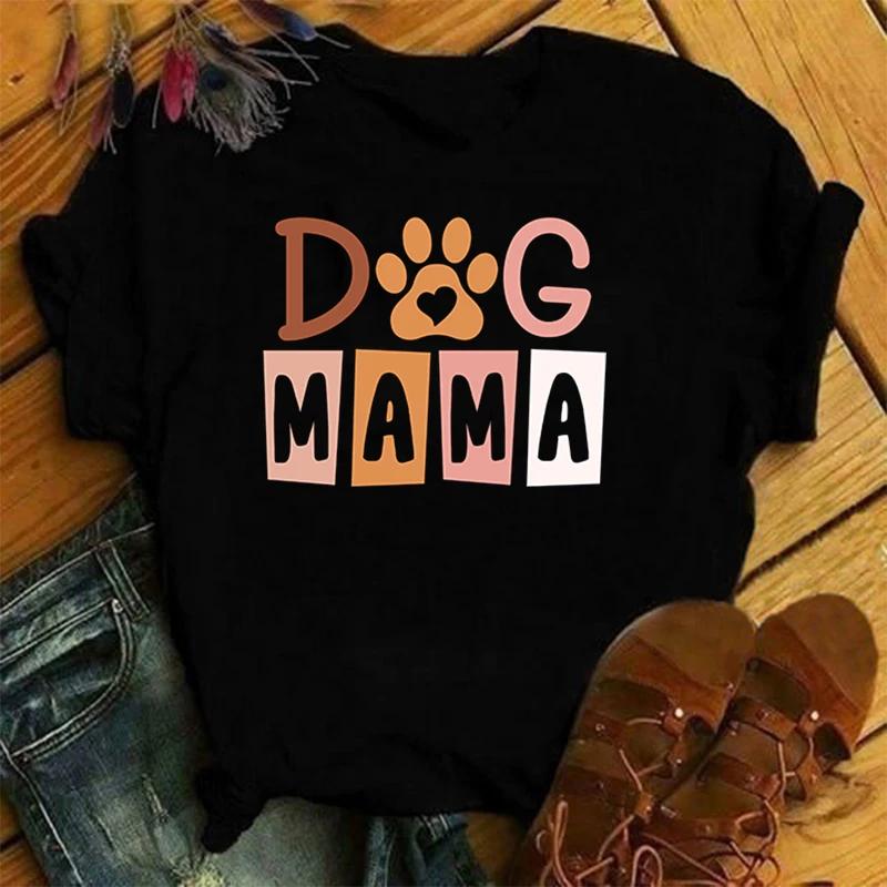 

Футболка с принтом Dog Mama, женские футболки, футболка с круглым вырезом M чёрный
