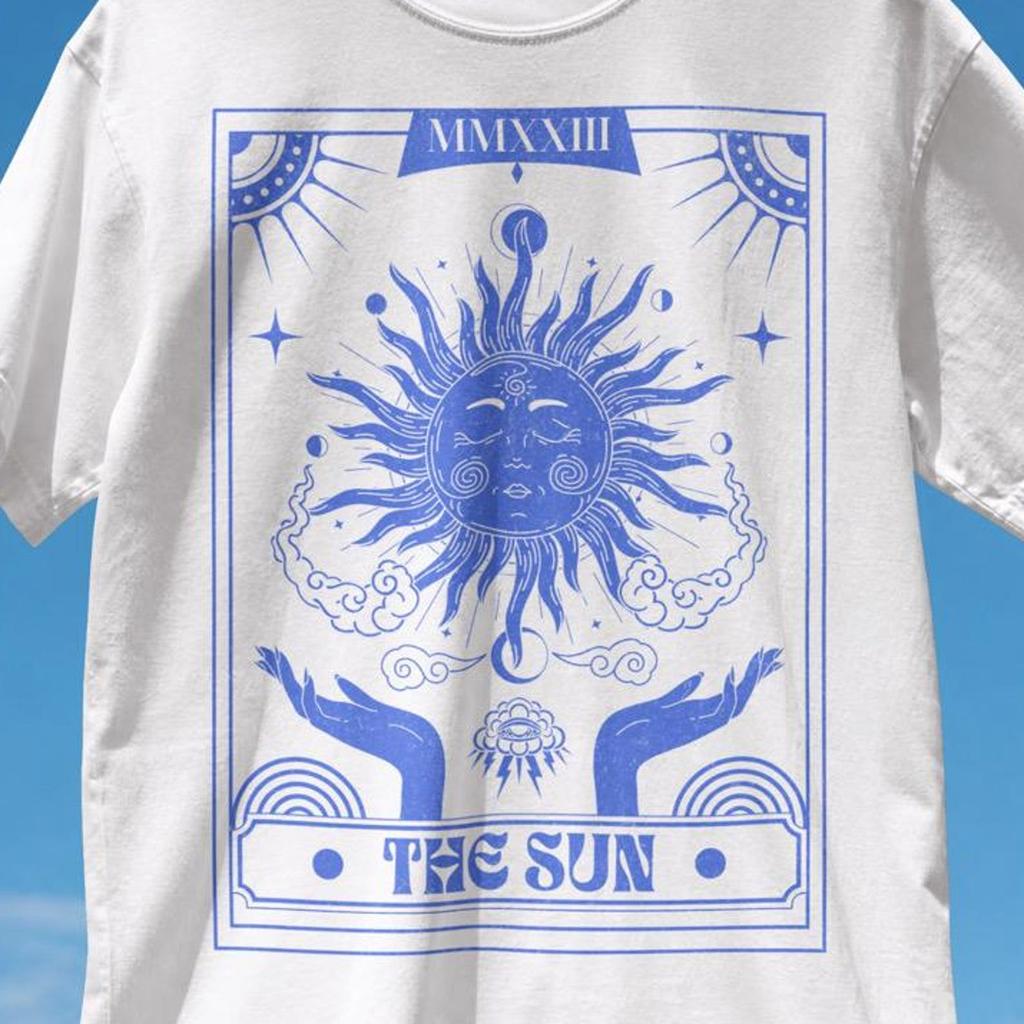 Celestial Sun Tarot Card Shirt and kids tshirt | Vintage Mystical Graphic Tee