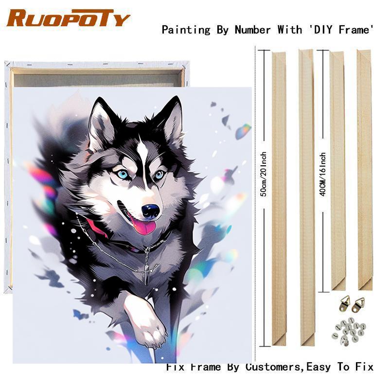 Frame Painting By Numbers Wolf Animal Picture By Number Handpainted Modern Home Decoration 40x50cm