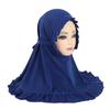 Breathable Girls Neck Shawl Crinkles Texture Solid Color Girls Muslim Hijab Soft Stretch Children Islamic Headscarf