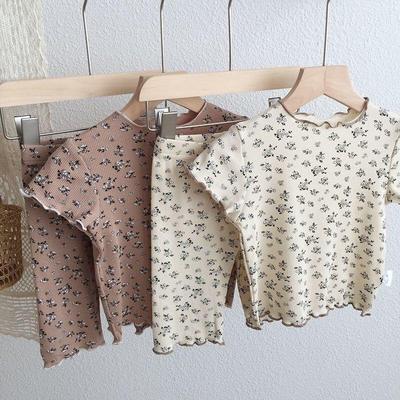 Summer 2024 Korean Style Floral Short Sleeve Baby Two-Piece Set
