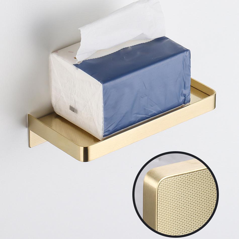 304 Stainless Steel Paper Holder Gold Black White Brushed Toilet Paper Roll Rack with Phone Shelf Bathroom Kitchen Free Punch