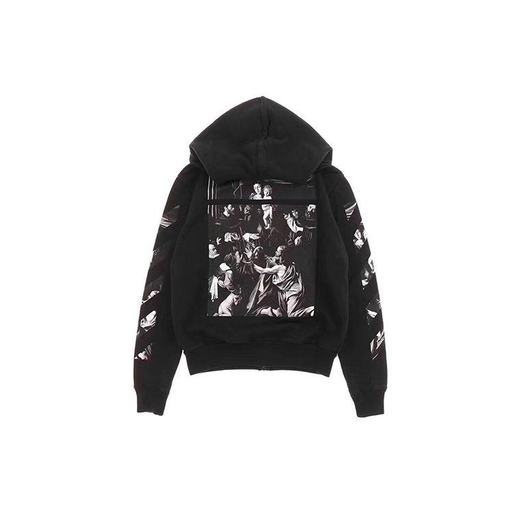 OFF WHITE Bluza z kapturem na zamek Caravaggio Square Slim OMBE001S20E300051088