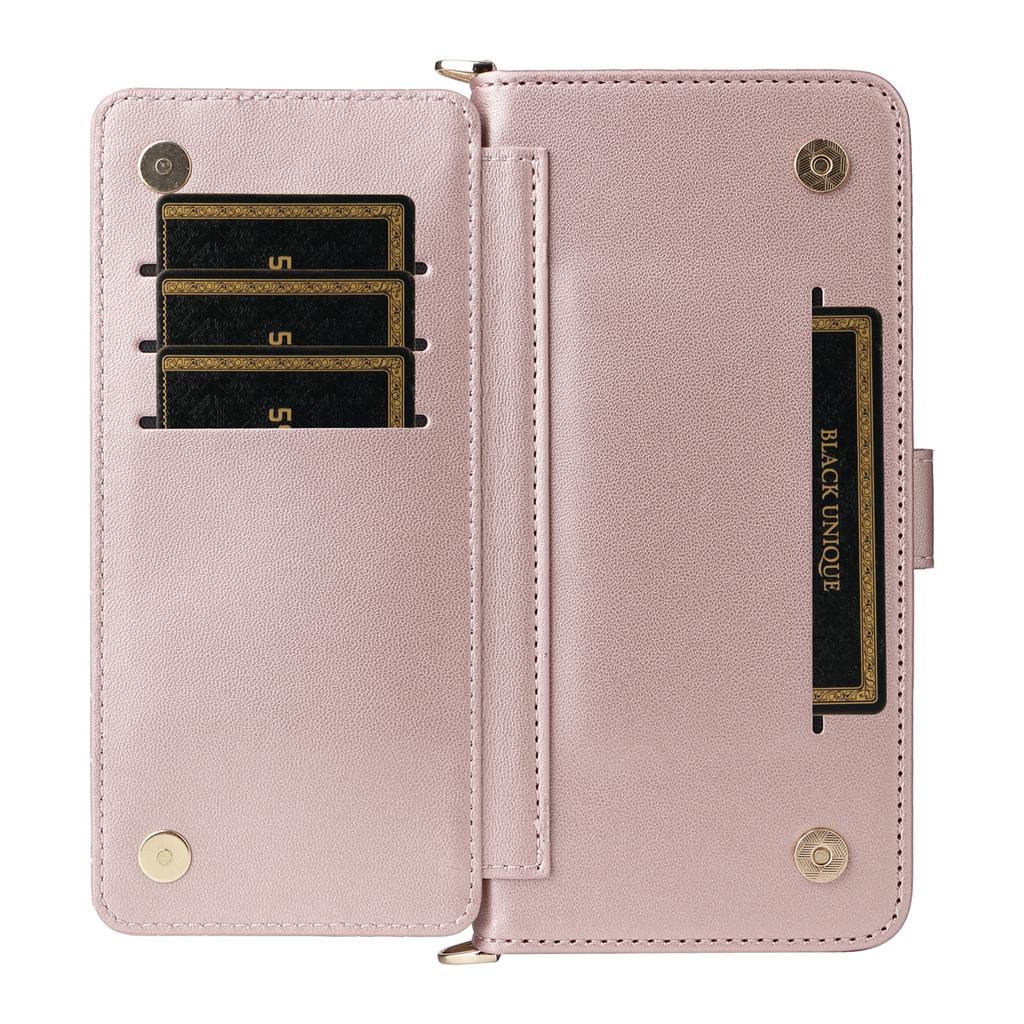 For Honor Magic7 5G Wallet Case with Shoulder/Wrist Strap Leather Phone Cover Stand