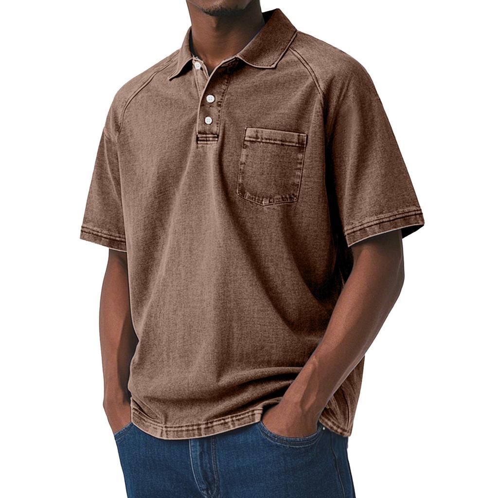 Men'S Fashionable Lapel And Shoulder Length Short Sleeved Casual Top