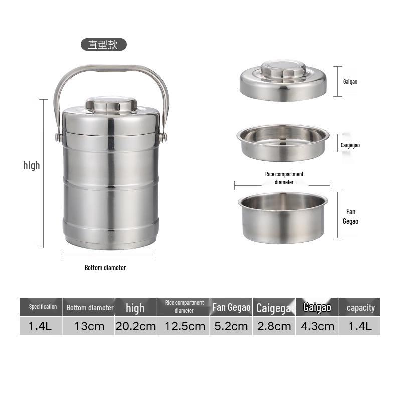 HOCUF 304 Stainless Steel Multi-Layer Insulated Lunch Box