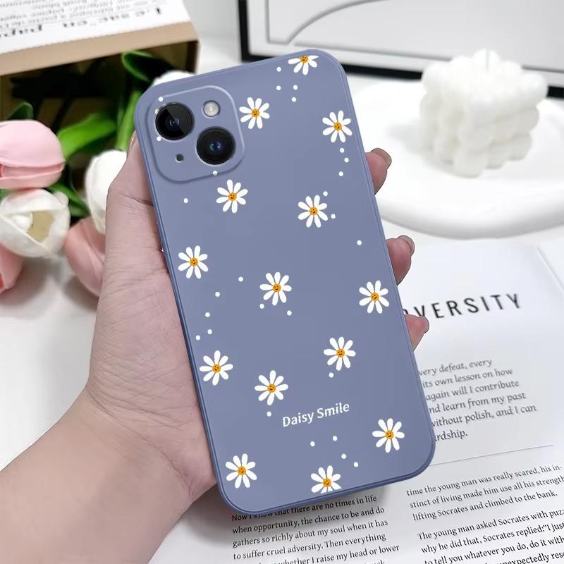Smiling Daisy Phone Case For iPhone 17 17 Air 16 16e 15 14 13 12 11 X XR XS Plus Pro Max Mini Silicone Cover