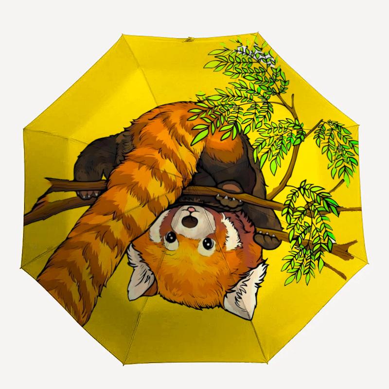 

Durable And Portable Folding Umbrella Featuring a Red Panda Design, Constructed with an Iron Frame And an 8-Rib Structure, Sui (as the picture,Iron&8K)