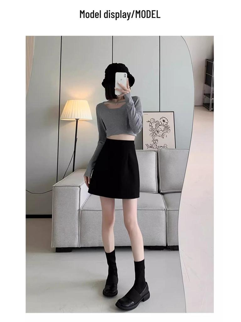 2024 Women's Black High-Waist Bodycon A-Line Short Skirt - Spring/Summer Collection