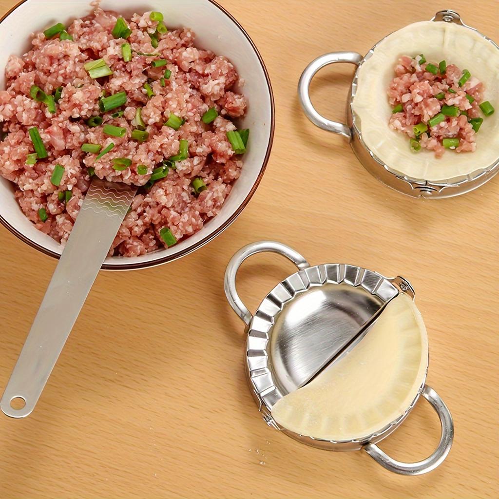 Stainless Steel Dumpling Mold and Wonton Maker, Heavy Duty Manual Dough Presser for Home Kitchen Baking, Easy to Clean Metal Pastry Making Tool Set