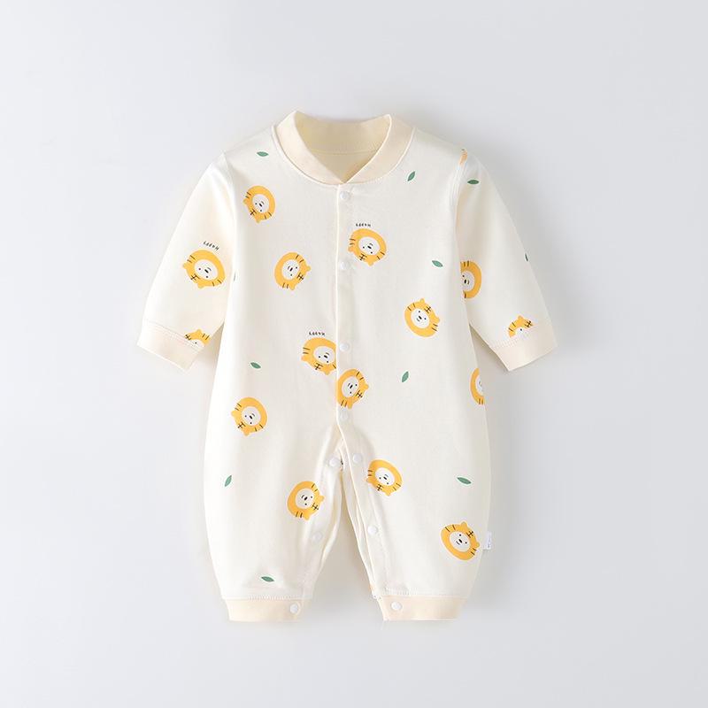 Combed Cotton Long-Sleeved Baby Romper for Newborns - Spring & Autumn