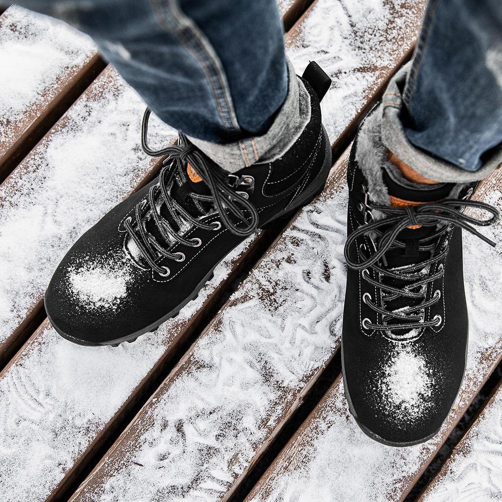 Putu Snow Climbing Cold Weather Outdoor Hiking Size Black High-Top Waterproof, Non-Slip, Fleece-Lined Boots, Unisex, Boots, Abrasion-Resistant,
