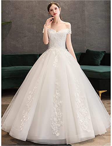 [Housaku Co., Ltd.] Wedding Dress, A-line, Off-shoulder, Lace-up, Layered Skirt, Floral Embroidery, Bridal, Concert, Master of Ceremonies, Recital, Pe