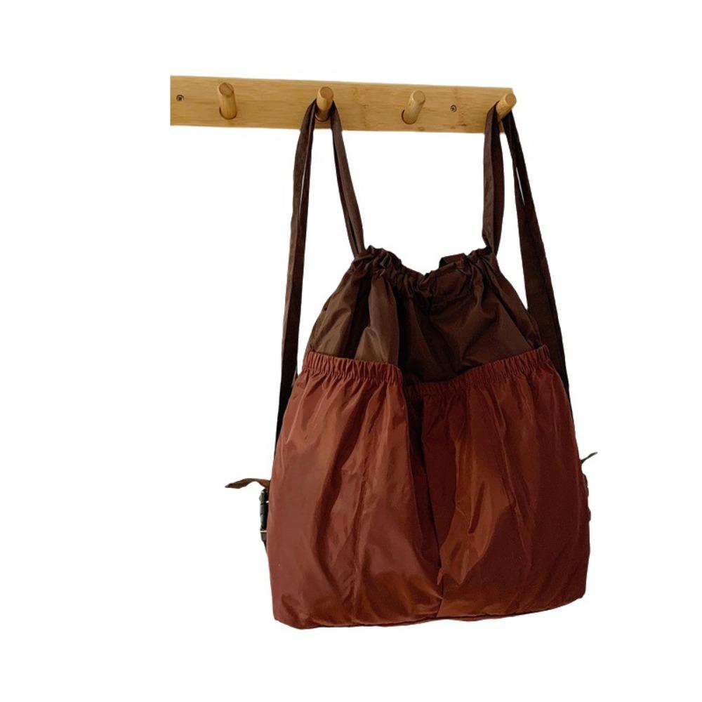 

Large Capacity Foldable Backpack Waterproof Patchwork Color Clash Grocery Handbag Reusable Eco-Friendly Travel Drawstring Bag