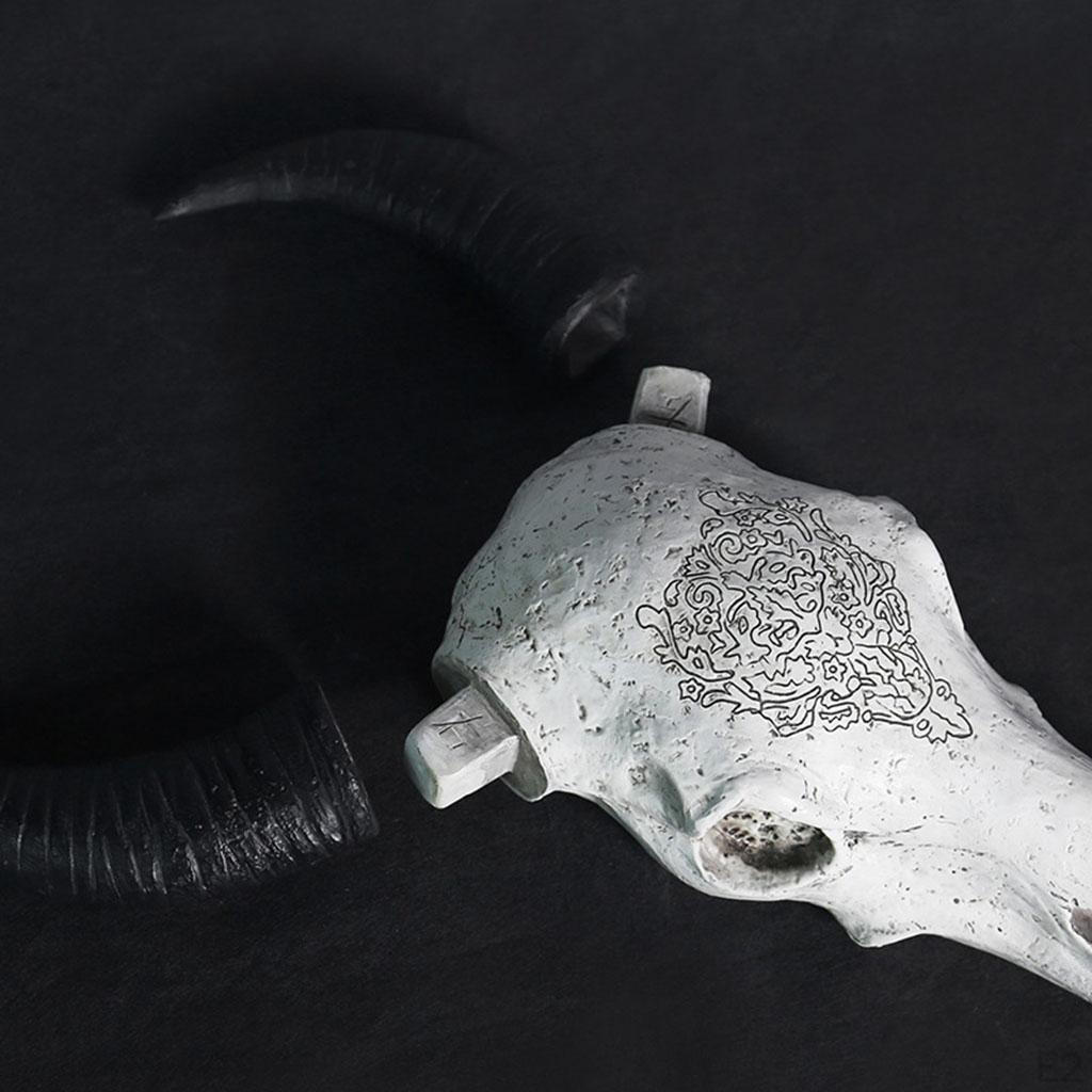 Skulptur Retro geschnitzter Tierkopf weiße Wandhalterung Ornament für Zuhause