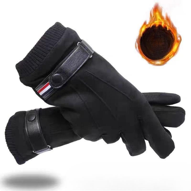 

Suede Gloves Men s Winter Warm Plus Velvet Thickened Touch Screen Finger Gloves Manufacturer Cycling Gloves one size