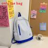 Simple Color Blocked Letter Print Student Casual Backpack For School Use