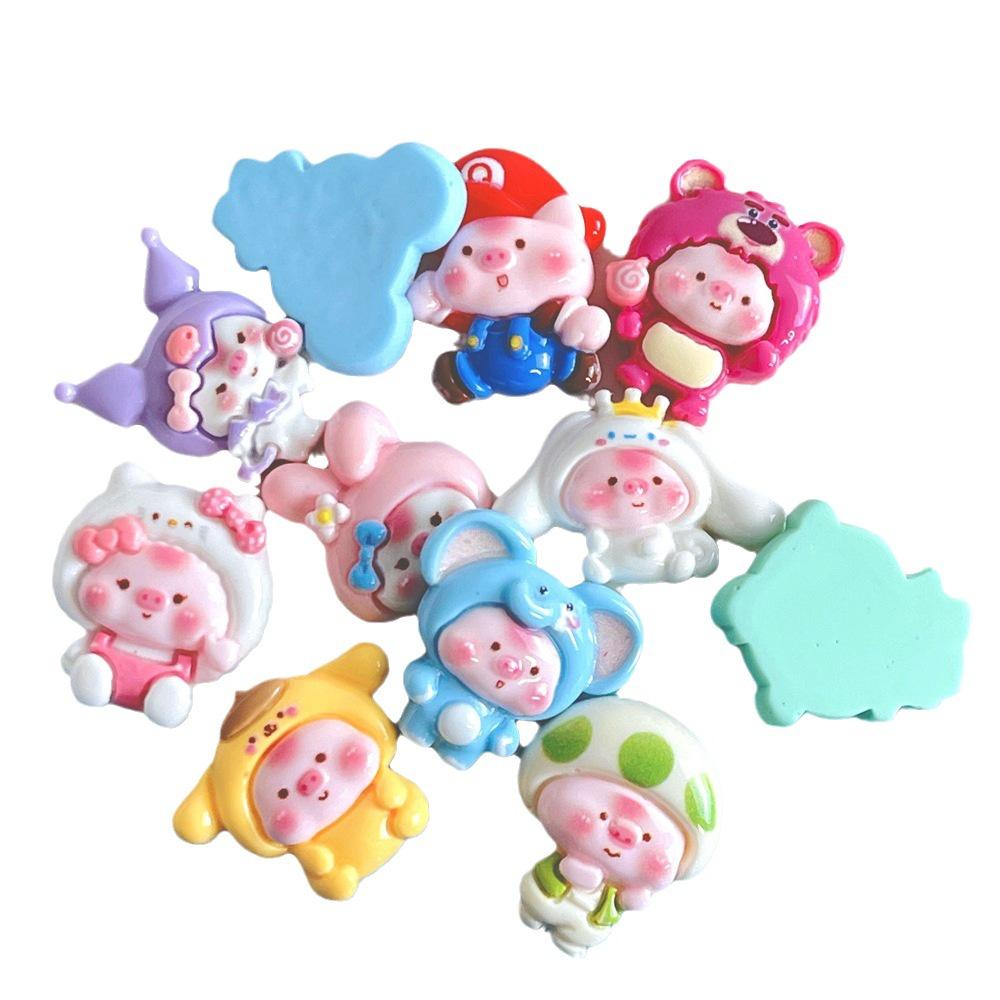 Cute Cartoon Pig Resin Accessories For Diy Phone Cases And Hair Accessories Cream Glue