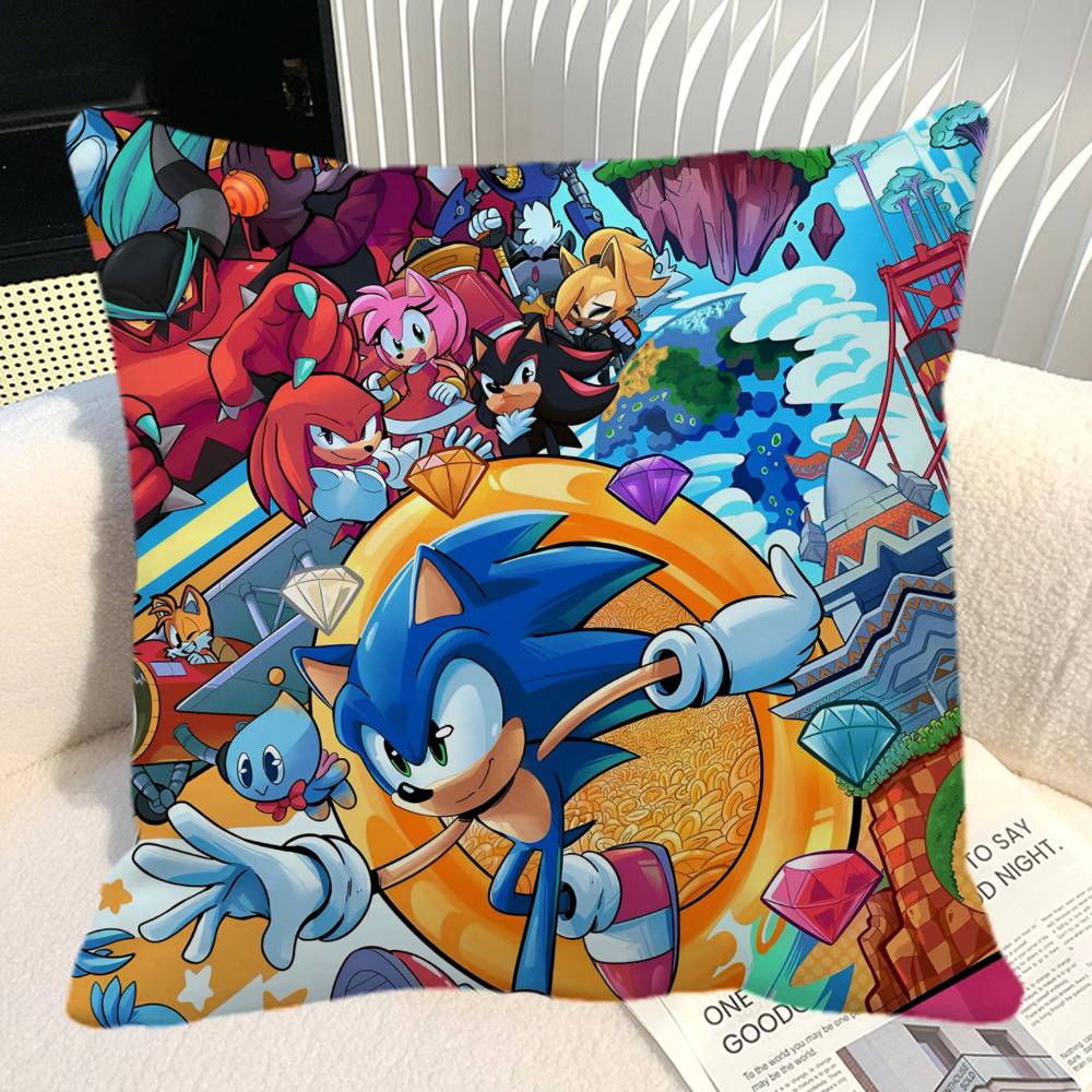 SSonic The HHedgehog Pillow Case Square Pillow Bedroom Sofa Leisure Comfort Cushion Car Home Decoration