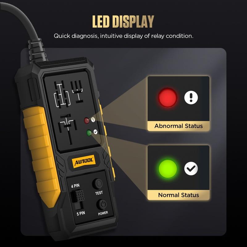 

AUTOOL RT120 11-15V Relay Detector Digital Universal 4/5 Pins Car Voltage Battery Tester Automotive Relay Short Circuit Tester
