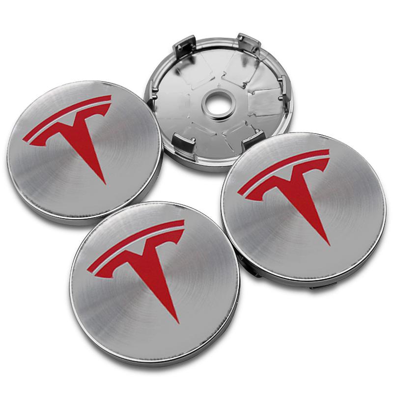 ALL1 4 Stück 56 60mm Auto Radnaben Kappe Reifenkappe 60mm Felgenabdeckung Aufkleber Abzeichen Emblem Zubehör Für Tesla Model 3 Model S X Model Y
