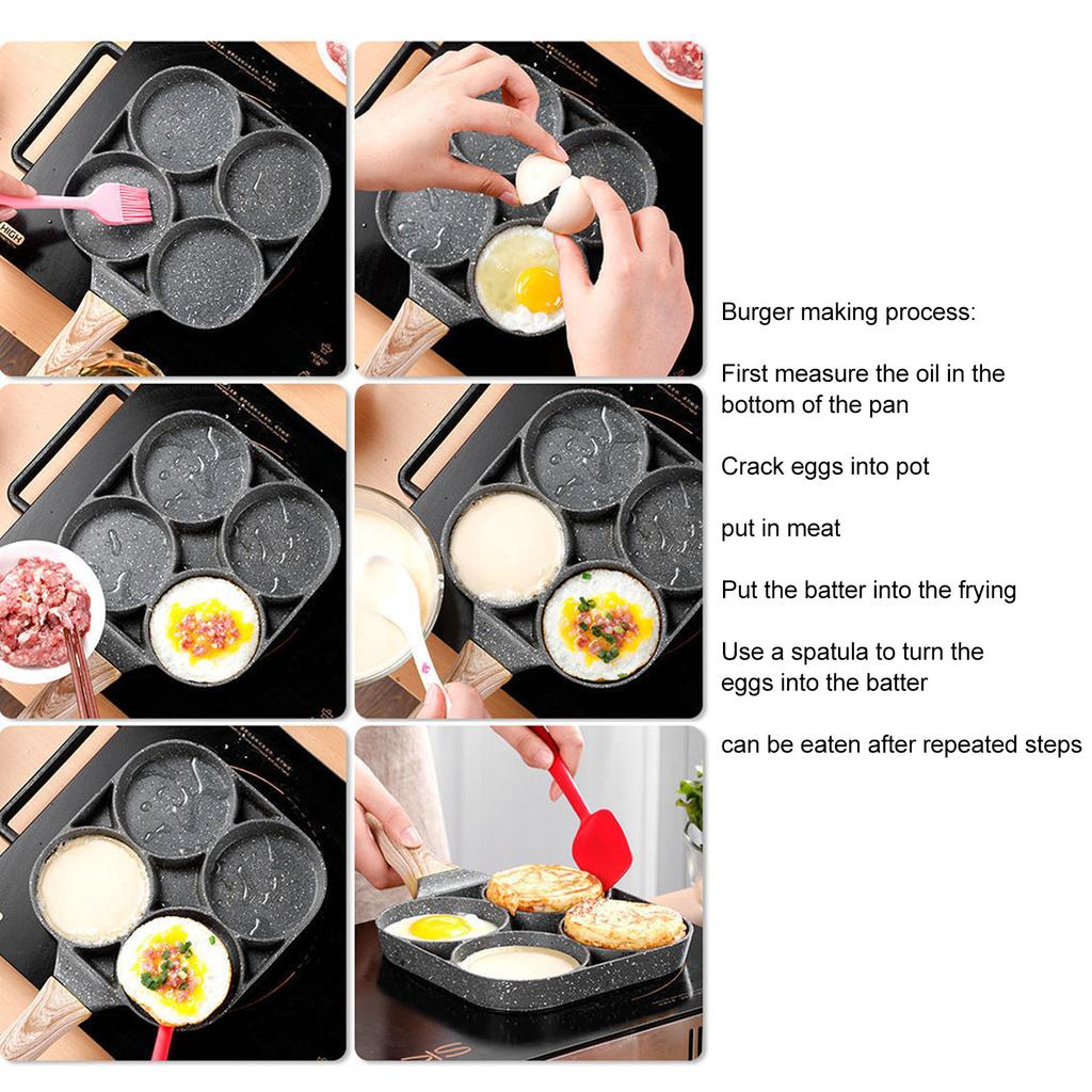 4 Hole Frying Pan 4 Hole Frying Pan Non Stick Heat Resisting Omelet Pan for Pancakes Burgers Kitchen Accessory Black Omelet Pan