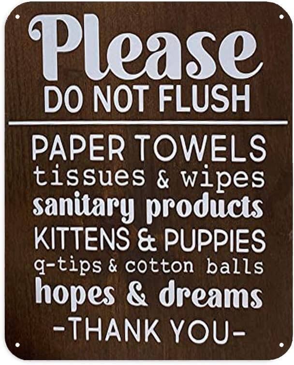 

Sign Art Decor Please Do Not Flush Paper towel Kittens Puppies Hopes Dreams Etc Bathroom Sign Septic Tank Funny Bathroom Sig 20x30cm（7.8x11.8inch）