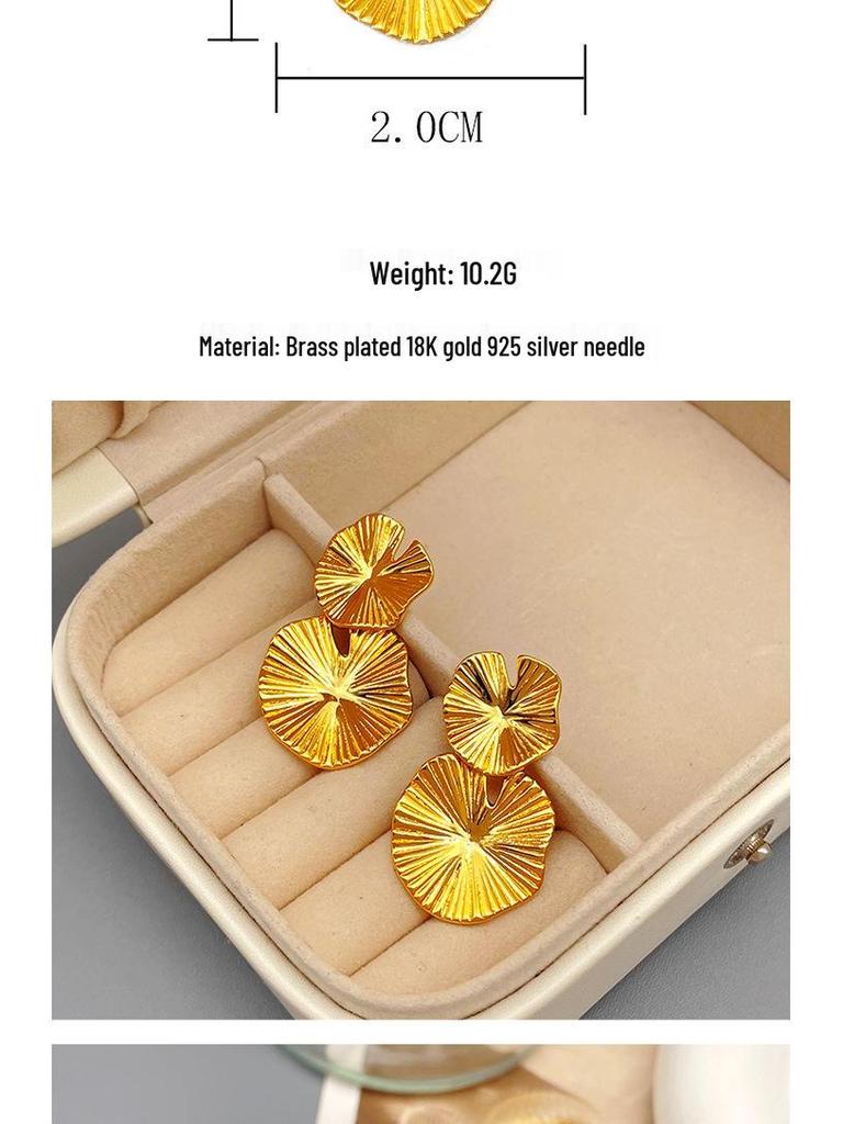 Retro Asymmetrische Lotusblatt-Ohrringe - Schlichter, vielseitiger und stilvoller Hängeschmuck