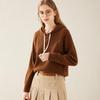 TUHUANG Women's 100% Wool Hooded Pullover Sweater