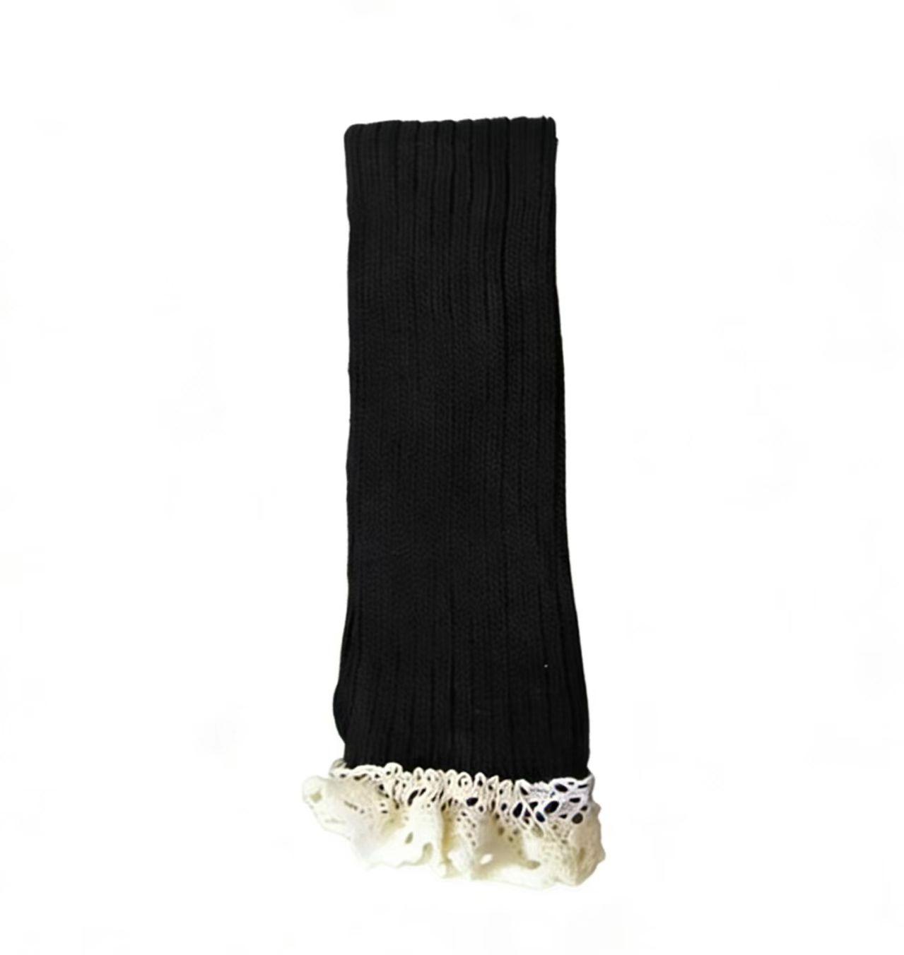 Women s Lace Trim Mid-Calf Socks, Princess Style Slouch Socks, Knit Calf Socks, Breathable & Soft, Perfect for JK Skirts. One Size чёрный