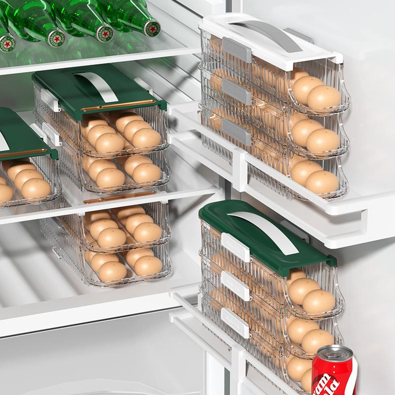 Scatola Porta Uova Tipo Cassetto per Frigorifero Frigorifero Scorrimento Automatico Organizzatore Cucina Organizzatori per la Casa Contenitori Ermetici Cibo
