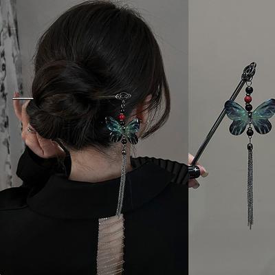 1pc Chinese Elegant Women's Hair Accessory Metal Tassel Retro Hanfu Long Skirt Daily Matching Gift Girl Hair Needles Hair Stick