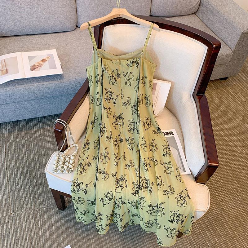 Plus Size Women's Summer Temperament Waist Halter Dress Sweet Long Dress