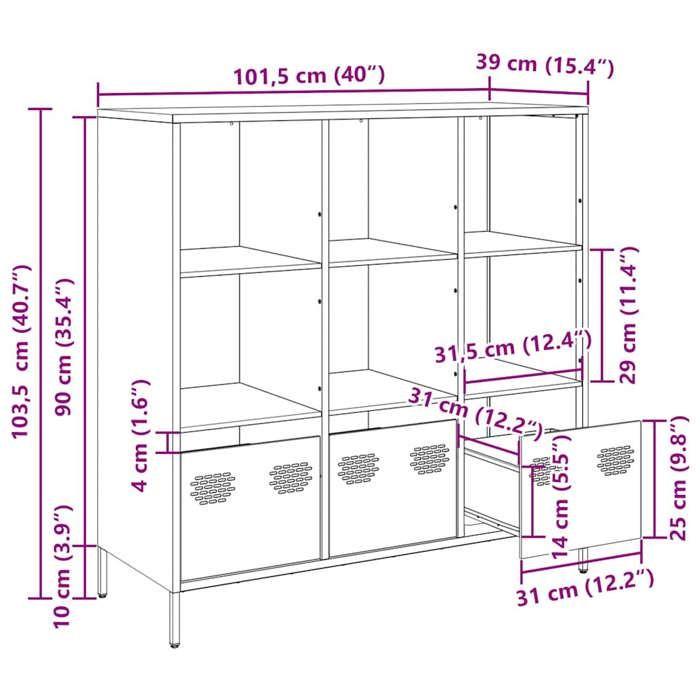 VidaXL Buffet haut blanc 101,5x39x103,5 cm acier, armoire à livres, armoire à livres moderne, étagère à livres, étagère et 851393