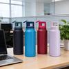 New Steel Thermal Water Bottle Double Wall Straw Vacuum Tumbler Sports Bottle 600/900ml