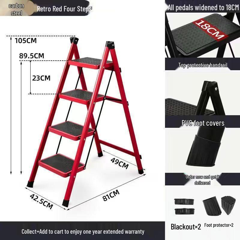 Multifunctional Carbon Steel Folding A-Frame Ladder for Indoor Use