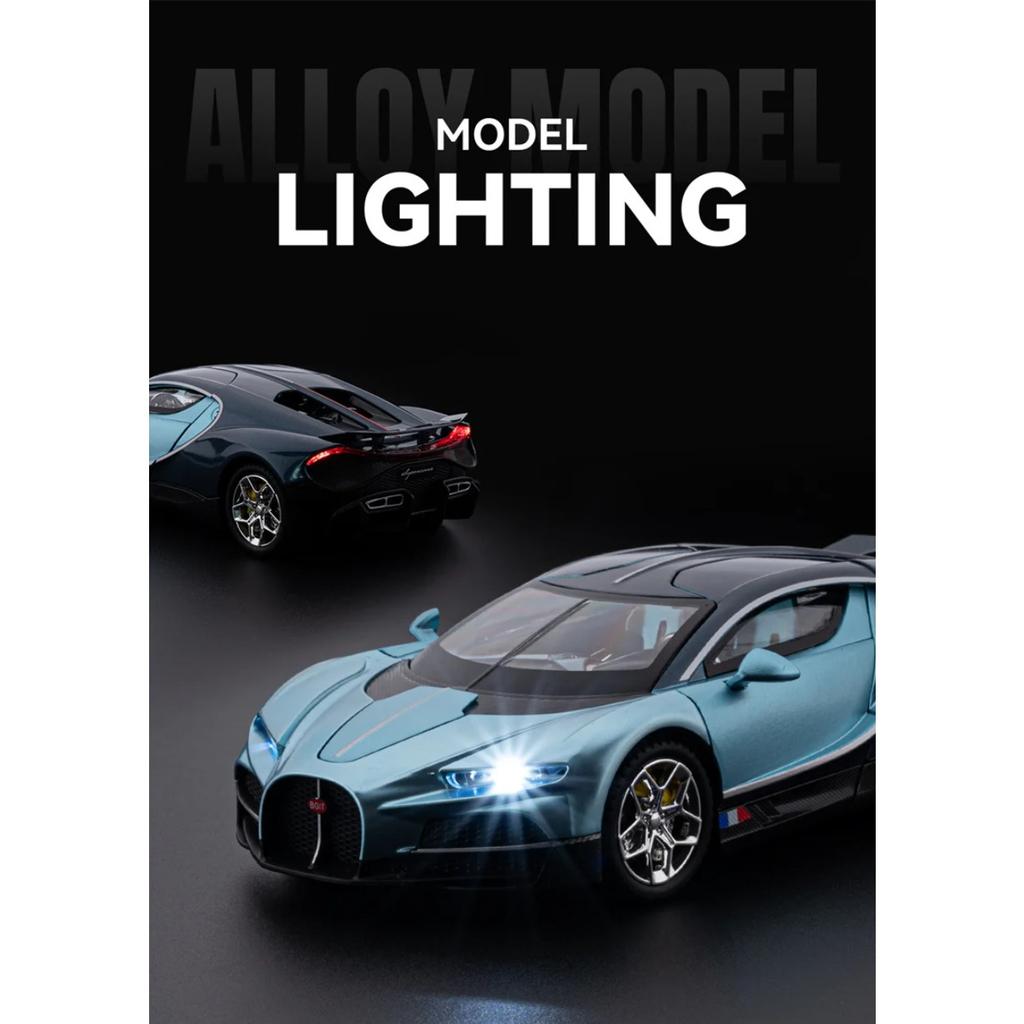 1/24 Bugatti Tourbillon Chiron Legierung Sportwagen Modell Druckguss Metall Rennfahrzeuge Automodell Ton und Licht Hohe Simulation Kindergeschenk