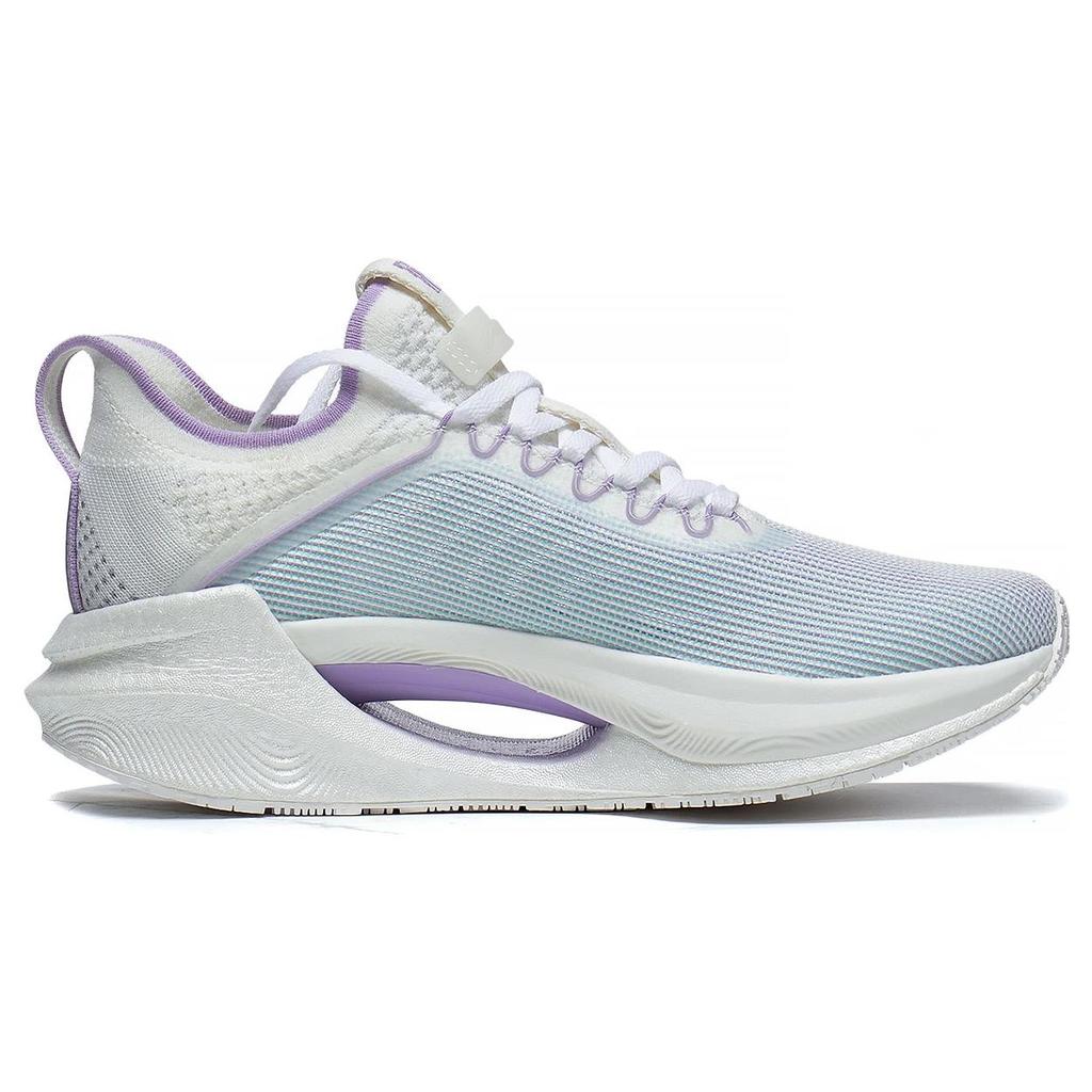 New LiNing Jueying Essential Cushioning Anti Slip And Wear Resistant Low Top Running Shoes Women's White Blue Purple ARRT008-11